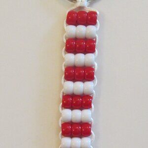 Pony Bead Red and White Keychain Item #10412025